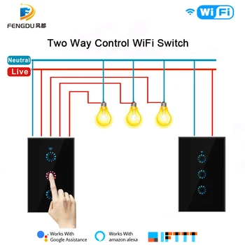 1 2 3 gang 2-band WiFi inteligentni dodirni prekidač svjetla US eWeLink Intelektualni bežični zidni prekidač s glasovnim upravljanjem Alexa, Google Home