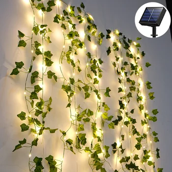 10 M 100LED Zeleno lišće, solarni vijenac, umjetna loza, nevjerojatan svjetla, гирлянда na baterije, lampe za plijevljenje doma dekor