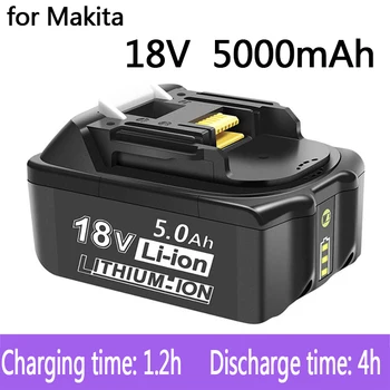 100% Originalna baterija baterija baterija baterija Baterija Makita 18V 5000mAh za električne alate s led litij-ionske Zamjene LXT BL1860B BL1860 BL1850