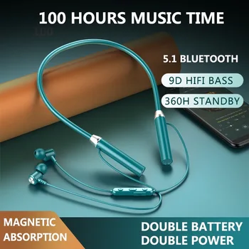 100 sati glazbe vremena, Sportske bežične stereo slušalice, Bluetooth Bluetooth 5.1, vodootporan vratne maramicu, bežične slušalice za poziv HD