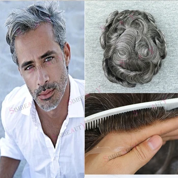 #1b65 #565 Perika Za Češljanje Kose Za Muškarce, Švicarski Sustav Zamjene Ljudske Kose na Кружеве i Umjetne Kože, Gospodo Hairpieces, Prozračni Proteze