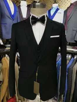 2021 Šivana po mjeri Crna Vjenčanja odijelo za muškarce slim fit, set iz 3 predmeta, individualne poslovne službena odijela za stranke, muški Smoking za maturalne večeri, sportska jakna, hlače