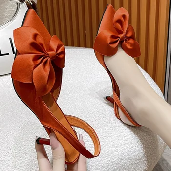 2023 godine, nove trendy, sexy ženske sandale s oštrim vrhom, plitka obuća s lukom na visoku petu-ukosnica za žene, monotono cipele Zapatos