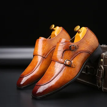 2023 Klasične Poslovne Cipele ravnim cipelama s Крокодиловым uzorkom, gospodo Dizajnerske Večernje Modeliranje Kožne Cipele, Muške Лоферы, Cipele Za Božićni domjenak