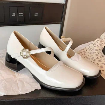 2023 Moderna ženska obuća Mary Jane; Ženski Ljeto office shoes-brod na visokim Petama; Ženske cipele na trgu petu cipele s kopčom; ZapatosMujer