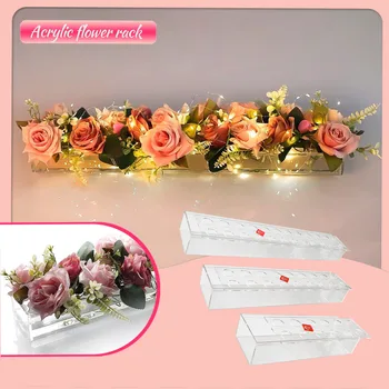 22 Rupe Prozirni akril cvjetnih vaza Pravokutna za stolom Svadbena dekoracija Poklon kutija s ružama Stol ukras za dom