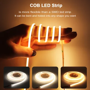3 mm ultra-tanki clamshell to led traka COB LED Strip 12 FOB Fleksibilna traka žarulja 24 v led traka lampa za dekor sobe osvjetljenje tv