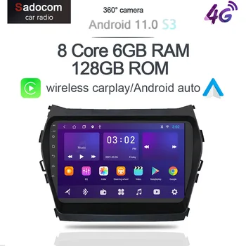 360 Panoramski Carplay 6G + 128G Android 11,0 auto DVD player, GPS, WIFI, Bluetooth RDS radio za Hyundai IX45 Santafe 2013-2015 2017