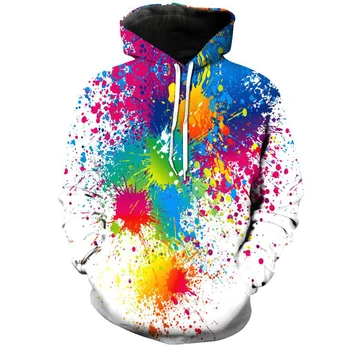 3D hoodies gospodo s raznobojnim mrljama boje, 3D print 2020, nova majica, vanjska odjeća, puloveri, majice, velike Dimenzije