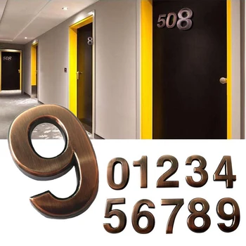 3D naljepnica s brojevima 0-9, brončane figure, pokrivenost Digitalne metalna vrata zgrade, Adresu, Broj soba, Broj hotela. Naljepnica, pločica, Dekora signage