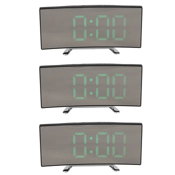 3X Digitalni alarm, 7-inčni zakrivljeni led ekran sa podesivim svjetline, digitalni satovi za dječje spavaće sobe, sat s velikim brojem telefona, USB-port