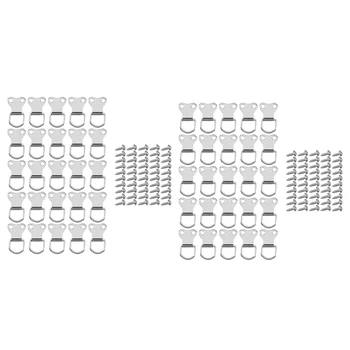 50 kom. D-oblika okvir za slike, viseće kuke vješalica s dvije rupice i učvršćenjem srebrne boje