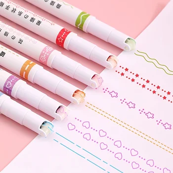 6 kom. različitih boja s različitim oblik savijanja, fine linije, Olovke za bilješke, Olovke za djecu, mlade, pisanje dnevnika