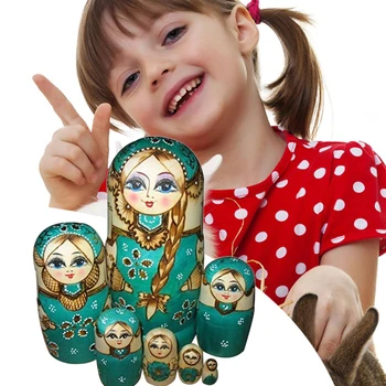 7 kom. ruske drvene lutke s косами za djevojčice Tradicionalne lutke