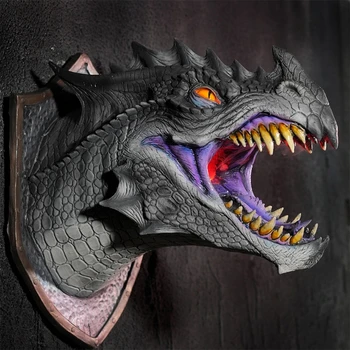 A9LB Dragon Legends Prop 3D Zidne skulpture dinosaura s led pozadinskim osvjetljenjem, Wall Art