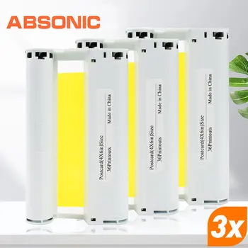 Absonic 3 kom. 6 Inča Tinta za Canon Selphy Selphy CP1500 CP1300 CP1200 CP910 CP900 Foto KP-36IN KP-108IN Kazeta Selphy