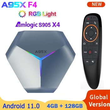 Android 11 RGB Light Smart TV Box Amlogic S905X4 4 GB, 64 GB i 128 Gb H. 265 4K 60fps 2,4 G/5G Wifi Google Player Youtube A95X F4 TVBOX