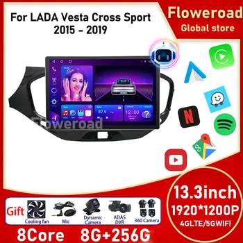 Android Auto za LADA Vesta Cross Sport 2015-2019 Auto radio, media player, стереонавигация, GPS, zaslon Carplay, DVD-monitor