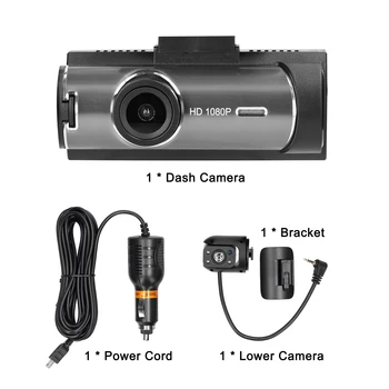 Auto-videorekorder s dvije leće, авторегистратор, Automobili su kamera, video rekorder s pronalaženjem noćno gledanje, prilagodnik za širokokutna snimanja auto kamera na 170 stupnjeva