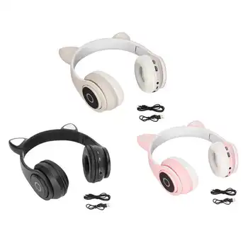 B39 Slušalice s mačka neko ušima, slatka podesiva bas, Prijenosni bežične slušalice s audio kabelom za djecu 2022