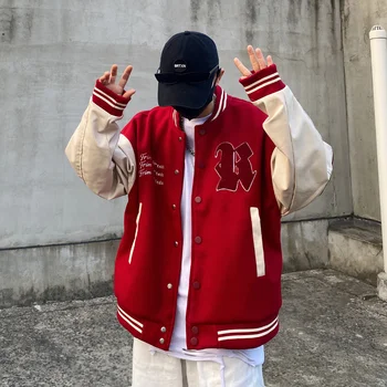 Baseball oblik s američkog vezom i slovima, muška jakna, kaput Y2K, uličnu odjeću u stilu hip-hop, retro, slobodne ženske jakne za par vrhovima Unisex