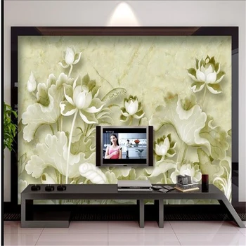 beibehang Brzo prilagođava veličinu HD freske 3d desktop reljefni lotus papel de parede tapete za zidove 3 d