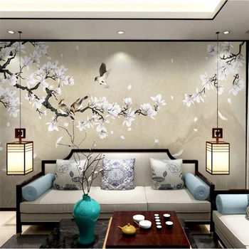 beibehang Custom pozadine 3d freska bijela magnolija, ručno oslikana ručkom i cvijet Kineski pozadina desktop ukrasne s javnošću