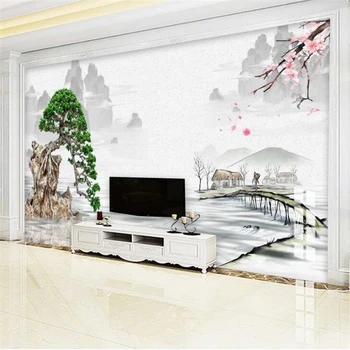 beibehang Prilagođenu pozadinu 3dd velike freske novi kineski stil crnce krajolik bor dnevni boravak spavaća soba ukrasne s javnošću