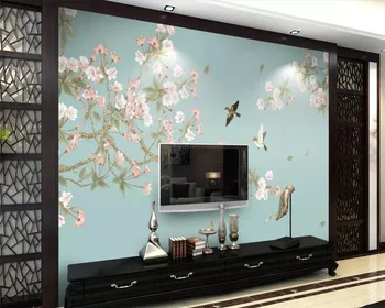 beibehang Prilagođenu pozadinu Freska Cvijet Begonija Nova kineska ručno oslikana Mebi Cvijet Ptica Desktop home dekor