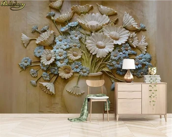 beibehang Prilagođenu pozadinu freska reljefni 3D vaza cvjetnih aranžmana pozadina zidno slikarstvo pozadina za uređenje doma
