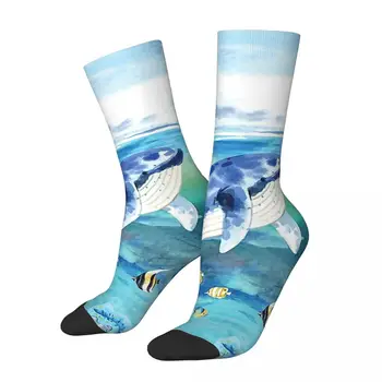Berba čarape s prikazom morskih organizama u stilu ludila, muške čarape unisex s океанским uzorkom, ulični stil, bešavne čarape sa smiješnim po cijeloj površini za posadu, dar za dječake