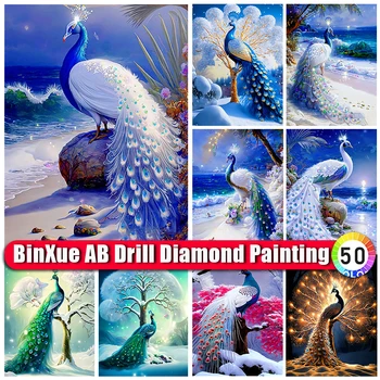 BinXue 2023 Novi 5D DIY Fantasy Fazan drveće AB Skup za diamond slikarstva Krajolika Snijeg vez križić Darove za dom dekor