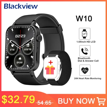 Blackview W10 Smartwatch 1,69-inčni pametni sat s Bluetooth poziva, sat za praćenje otkucaja srca, krvni tlak, spavanje za muškarce i žene