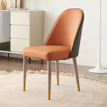Blagovaona stolice od punog drveta u skandinavskom stilu, Dizajn Kuće, Moderan, Jednostavan kožni stolac s lako luksuzni leđa, Stolica za šminkanje, radna stolica u restoranu