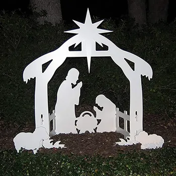 Božićne čestitke s likom Isusa, Plastične ploče, vrt dekor, Božić scena Sagrada Familia, Ulica biljka, ukras za dvorišta Navidad