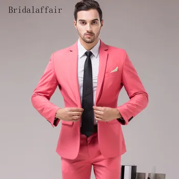 Bridalaffair (jakna + hlače) Modni muško odijelo, pink muški klasični smoking, večernje muška odijela za maturalne večeri Mladoženja, Vjenčanica, 2 kom.