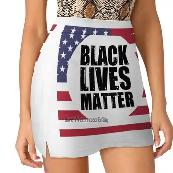 Crna suknja za Tenis I Golf Lives Matter sa Zastavom SAD-u, Seksi Gaćice Harajuku Trapeznog oblika, Suknja S Džepovima Za telefone, Kratke hlače Black Lives Matter Us