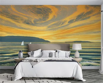 Custom pozadine jednostavan moderan pomorski zalazak sunca zalazak sunca jedrenje jedrenje high-end dnevni boravak spavaća soba pozadina zidno slikarstvo behang