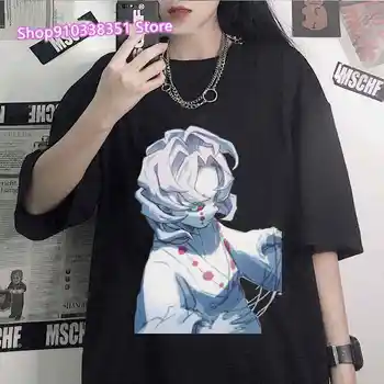 Demon Slayer, Rui Majice Svakodnevne ženske kratkih rukava, gotička majica Оверсайз, strmim vrhovima u stilu Харадзюку, majice s uzorkom Manga, košulja