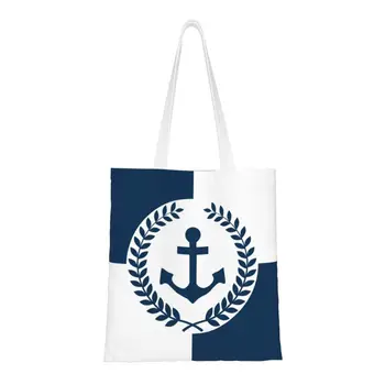 Dizajnersku torbu za kupovinu s morskim sidro, ženska холщовая torba-тоут na ramena, čvrste torbe za kupovinu u morskom stilu