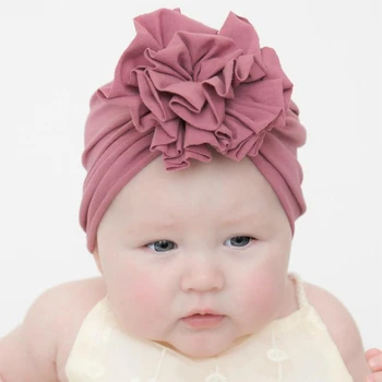 Dječje monotono dječje kapa, rekvizite za snimanje fotografija novorođene djevojčice, proljeće-jesen modni kapa, s turbanom, rekvizite za bebe s cvjetnim lukom