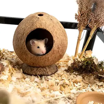 Dom za hrčka rezak-uporan je prirodni kokos Shell zamorac Hrčak utočište igračke kuća male životinje igračka za žvakanje proizvode za kućne ljubimce 