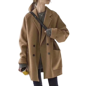 Donje vune kaput, proljeće-jesen jakna, двубортная moderan odjeća, student ветровка sa slobodnim džep i заниженными ramenima, kaput