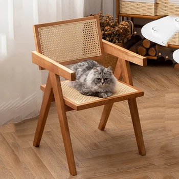 Drveni trpezarijski stolicu od ratana Vintage dizajn, Moderna kuhinja blagovaona stolice u skandinavskom stilu, Mobilni Ured stolom i stolicama Poltrona Design, Namještaj