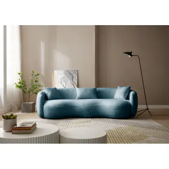 Elegantan i moderan zakrivljena kauč, kauč od tkanine букле, pogodan za spavaće sobe, ureda, apartmana, plava