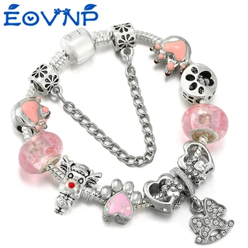 EOVNP, šarmantan narukvica u stilu životinja s ružičastim kamenčićima u obliku kandži, Narukvice za žene, Djecu proljeće nakit, poklon, Izravna Dostava