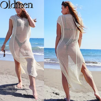 Europska i američka novo seksualno вязаное duga haljina-bikini za odmor na plaži sa zaštitom od sunca