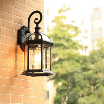Europska Zidne lampe Vanjski vodootporan IP65 za vrata vile, ulice, vrt, trijem, vrt, Aluminij + staklo E27, zidne svjetiljke, rasvjeta