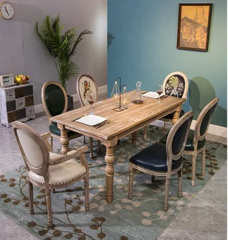 Europski stol od punog drveta, američki retro home stol, stol za francuski restoran