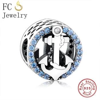 FC Jewelry Fit Originalni Narukvica-čuvar od 925 sterling Srebra, okrugli uže za more jedra, plava циркониевая kuglice za proizvodnju ženske Берлока 2020